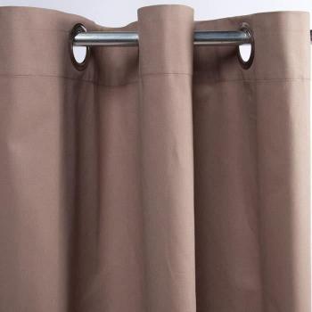 Finestra Decorativa ad Occhielli, Puro Cotone TOILE DE TOSCANE, Larghezza 150 cm Altezza 250 cm, Tonalità Taupe