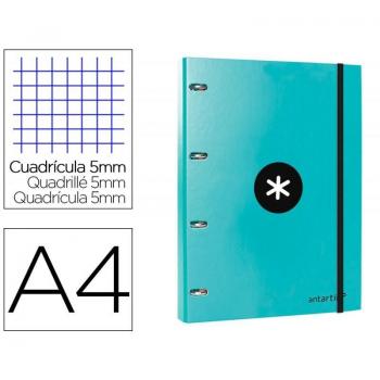 Carpeta con recambio Antartik A4 cuadro 5mm 4 anillas 25mm menta