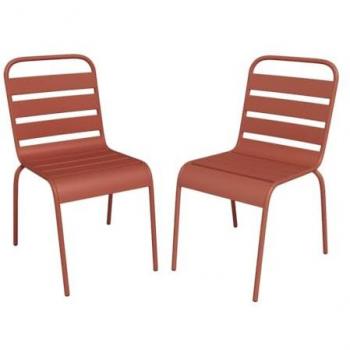 Set 2× chaise de jardin empilable, couleur Terre Cacao – MIRMANDE