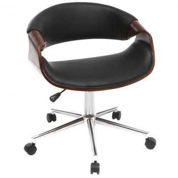 Poltrona da ufficio design in poliuretano nero e noce ARAMIS con regolazione in altezza e ruote