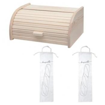 Pain & Tradition – Pack 3 ustensiles, huche bois, deux sacs de conservation