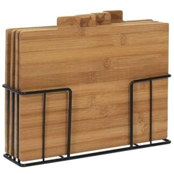 Quatre planches à découper – style dossiers, socle métallique
