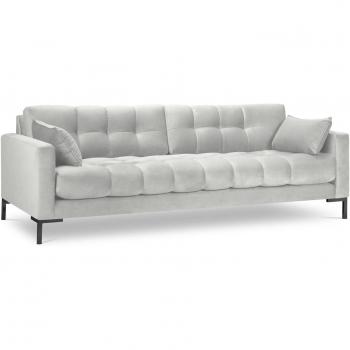 MICADONI Mamaia 4‑platssoffa – Silver Sammet + Svart Metallstil