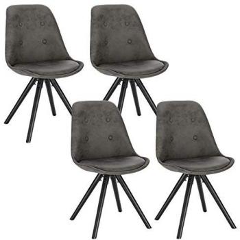 4 Sillas de Comedor Estilo Nórdico con Asiento de Tela y Estructura de Madera Maciza Antracita