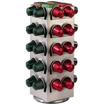40‑Pod Silver Metal Nespresso Capsule Turntable