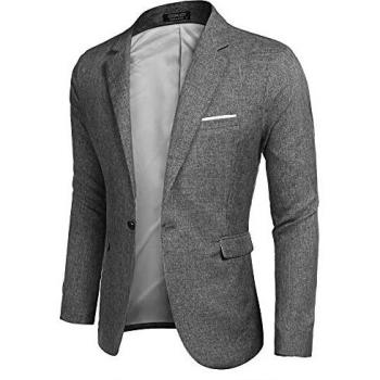 COOFANDY Männer Sakko Freizeit Slim Fit Grau Anthrazit XXL