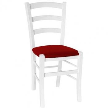 Sedia stile veneziano bianco con schienale similpelle rosso