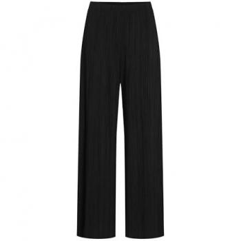 VILA Plissee Stoffhose Schwarz Regular Fit Weitbein Damen 2XL