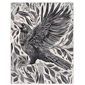 Gothic Flight: Black Raven Portrait – 12″ by 16″