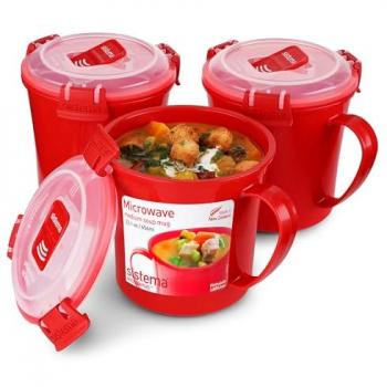 Sistema Aufbewahrungsbehälter für Mikrowelle, 656 ml, rot, 3 Stück