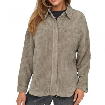 Only Oversized Hemdbluse aus Cord Modell 'JANINE-RAI' in Sand, Größe S