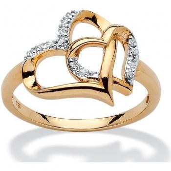 Gouden Ring met Hartvorm en Witte Steen voor Bruiloft