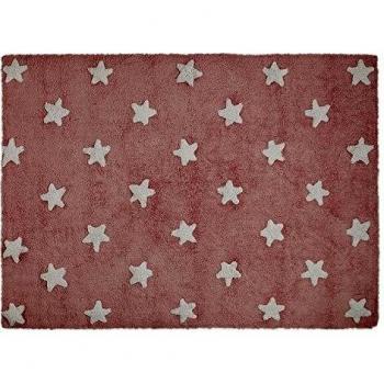 Tapis rectangulaire lavable pour bébé rose étoiles