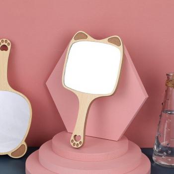 Miroir à main avec poignée en forme de chat