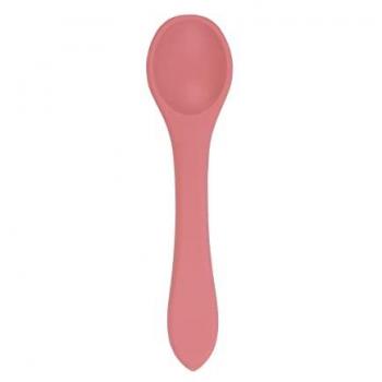 Dusty Rose Silicone Baby Self-Feeding Weaning Spoon