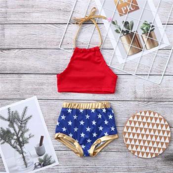 Halter Top Star Print Bikini Set for Baby Girls 1-6Y