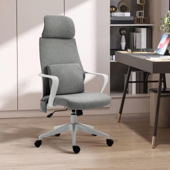 Vinsetto Grey Massage Office Chair with 2-Point Lumbar Support, Adjustable Height, Headrest, Swivel Wheels, Armrests, and Tilt Function
