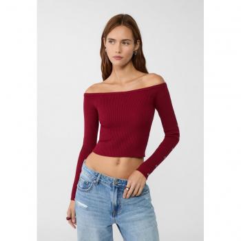 Eyelet Detail Burgundy Knit Sweater XS