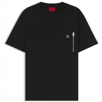 Hugo Dargentee T-Shirt – 50542566, Schwarz, Regular Fit, Baumwolle, Brusttasche, Männergröße L