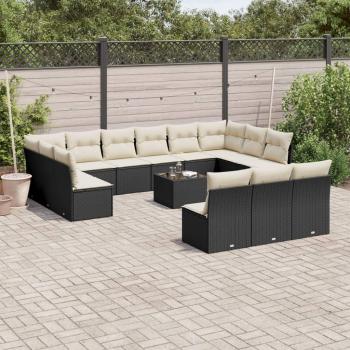 VidaXL 14-Piece Patio Sofa Set with Cushions in Black