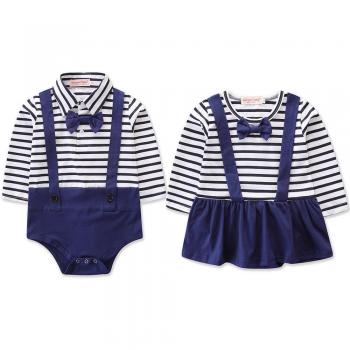 Mono de manga larga para niña con estampado de rayas y detalle de lazo