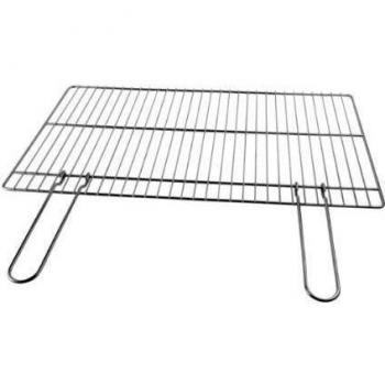 Griglietta per barbecue in filo di acciaio inox cromato con maniglie pieghevoli da 40x70 cm