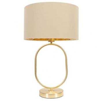 Brushed Gold Oval Table Lamp with Antonia Fabric