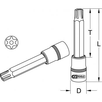 KS TOOLS Embout RIBE 1/2 long avec trou d'extraction, M13