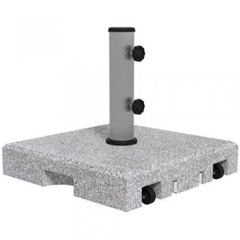 Base de lestage en granit carré pour parasol avec poignée et roulettes