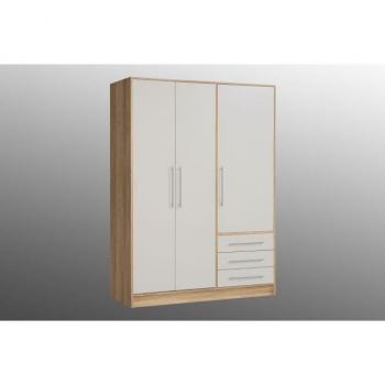 Kleiderschrank JUPITER Sonoma Eiche / Weiß, 3-türig