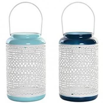 Candeliere DKD Home Decor in Blu Marino – Metallo 15x15x24,5 cm