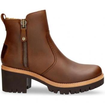 Bottes Panama Jack Pauline B9 en cuir marron, talon fin, clip de sécurité