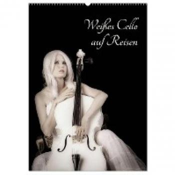 Weißes Cello auf Reisen (Wandkalender 2024 DIN A2 hoch) CALVENDO Monatskalender
