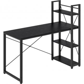 Ebony Black Storage Shelves Computer Desk / 60 x 137.2 x 118.7 cm