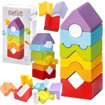 Cubika Motorik Stapelturm aus Holz 15 cm 8 Teile für Babys ab 18 Monaten
