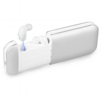 Mezone Bluetooth Ohrhörer mit Mikrofon und Noise Cancelling-Funktion für Smartphones (Silber)