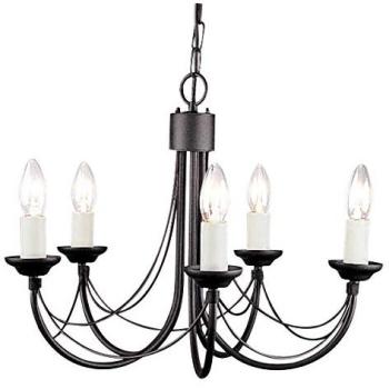 Noir Ivory 5‑Bulb Gothic Pendant – Black LED, 60W