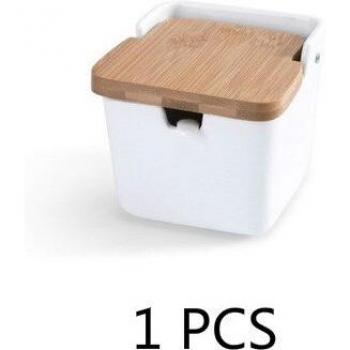 Récipients de stockage pour épices en porcelaine avec couvercle en bambou