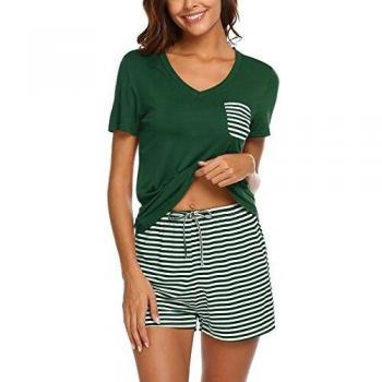Set Pigiama Due Pezzi Donna Estivo Verde Scuro