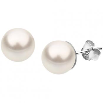 Nenalina 925 Sterling Silber Ohrstecker mit weißen Perlen 8 mm