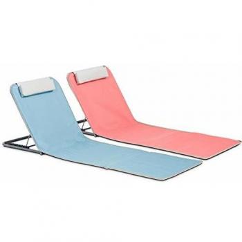 Juego de esterillas de playa Clic Clac des plages rosa y denim