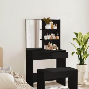 VidaXL Black Makeup Vanity with Mirror 74.5x40x141 cm