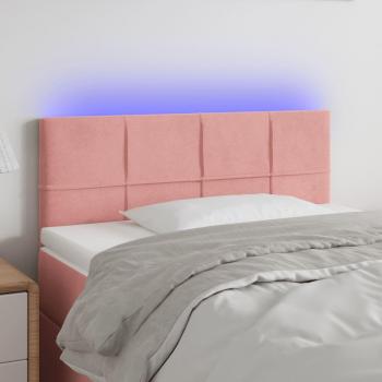 Día y Noche Cabecero con LED de terciopelo rosa 100x5x78/88 cm