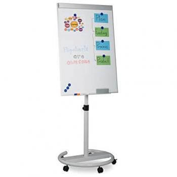 Magnetic Flipchart on Wheels, Height Adjustable, with Pen Tray, 100 x 70 cm, White