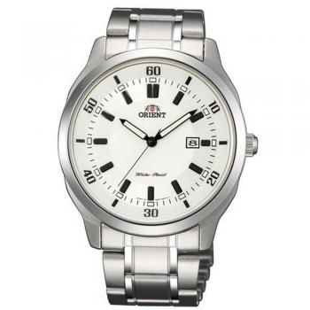 ORIENT Men’s 42MM Stainless Steel & Leather Strap Quartz White DIAL Watch FUND7001C0