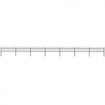 Steel Garden Fence with Spear Top 11.9x0.6 m Black