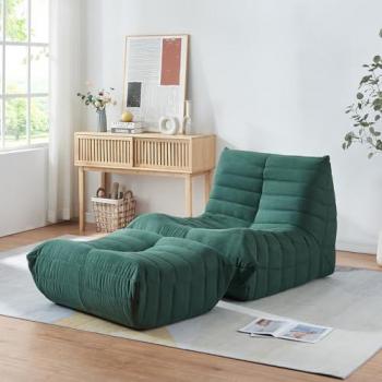 Poltrona Kods Verde con Pouf Imbottito in Microfibra