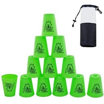Stacker Cups for Adults/Kids, 12 Count, Green Medium Size Speed Game