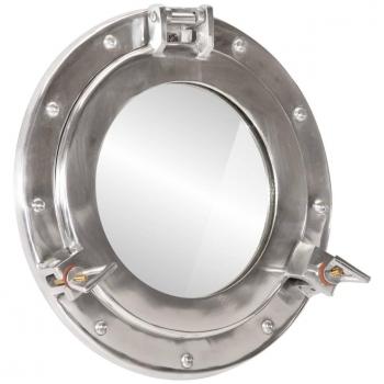 Specchio da Parete Ø30 cm Design Oblò in Alluminio e Vetro