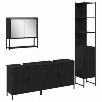 Composé Mobilier Salle de Bain Noir 4 pièces